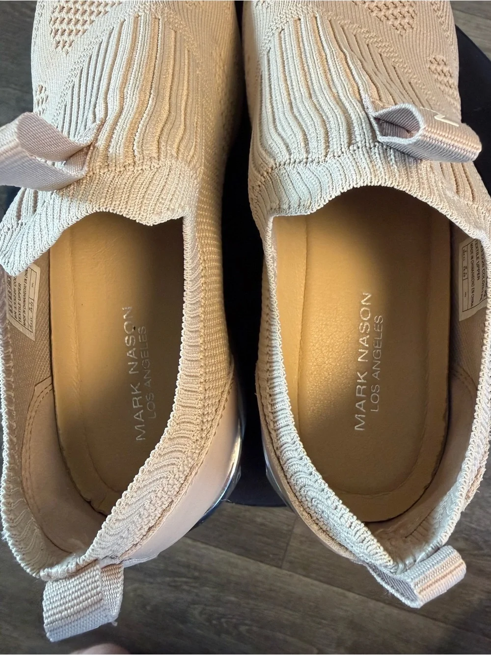Mark Nason Beige Knit Slip-On Platform Sneaker